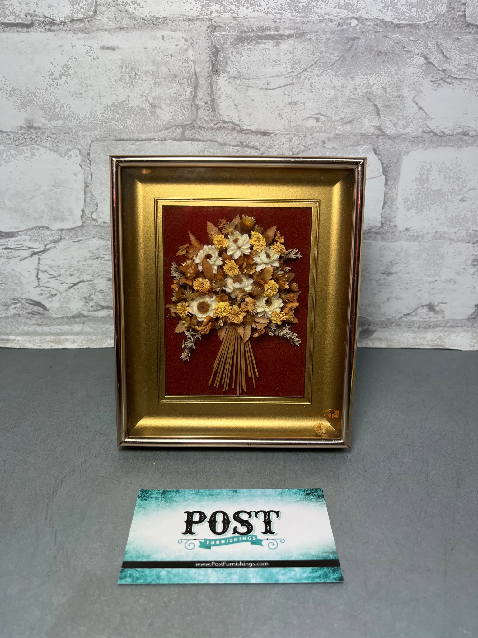 Vintage Dried Flowers Shadow Box Art