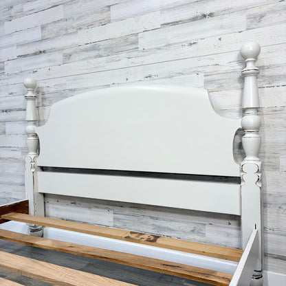 White Farmhouse Queen Bed Frame