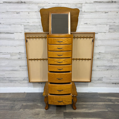 Oak Standing Jewelry Box Chest