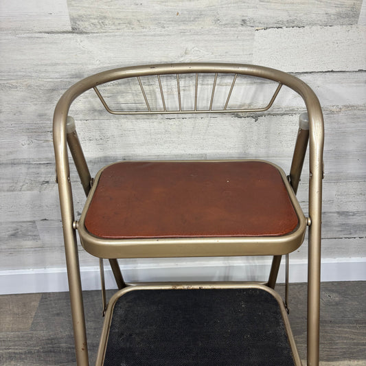 Vintage Metal Folding Seat Stepstool/ Stepladder