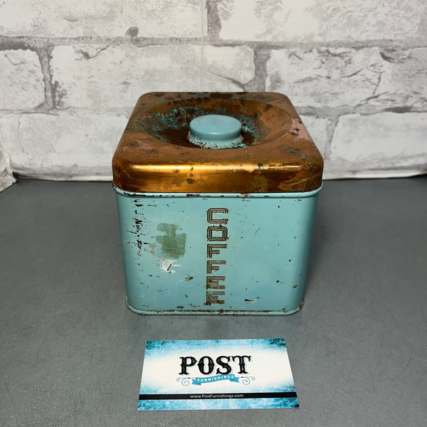 Vintage Lincoln Beautyware Turquoise And Copper Canister Set Of 3