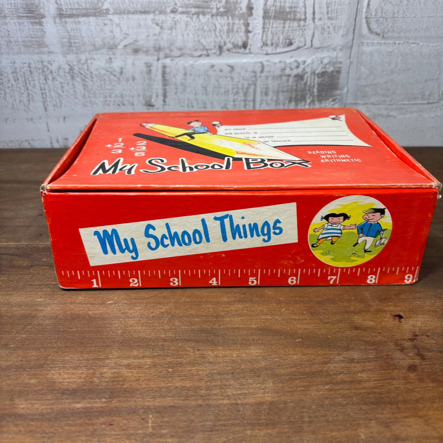Vintage "My School Box" Orange Pencil Box Collectible