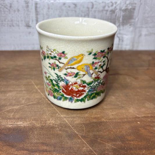 Vintage Satsuma Floral Bird Porcelain Mug