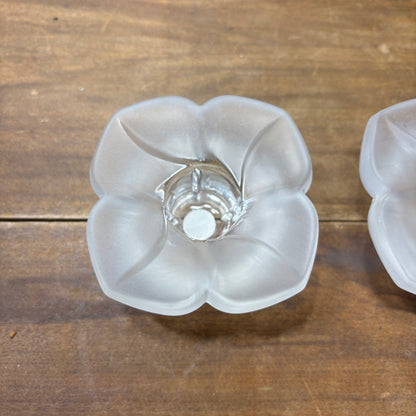 Vintage J.G. Durand France Frosted Glass Floral Candle Holders