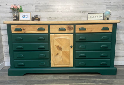 Two Toned Wood & Green Dresser Post Furnishings Two Toned Wood & Green Dresser Post Furnishings