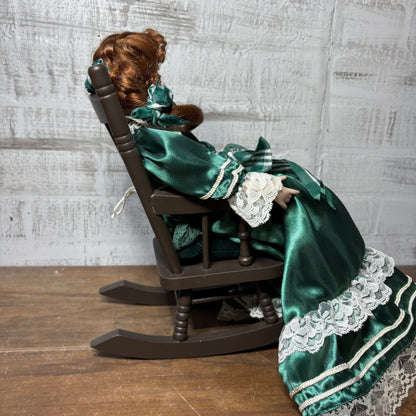 Vintage Paradise Galleries Victorian Porcelain Musical Doll On Rocking Chair