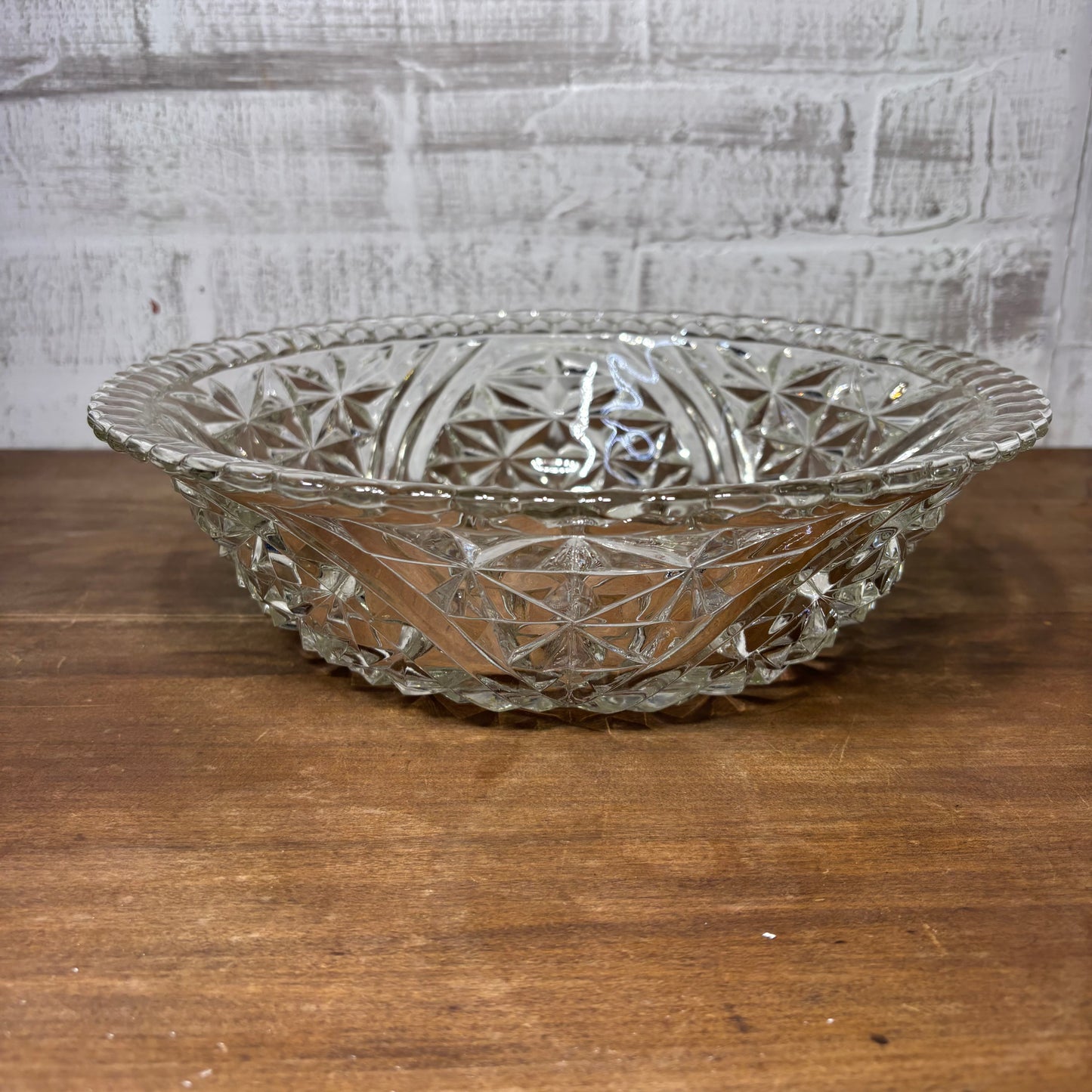 Vintage Anchor Hocking “Stars And Bars” Crystal Glass Bowl
