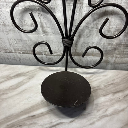 Black Wrought Iron Wall Sconce Candle Holder Set
