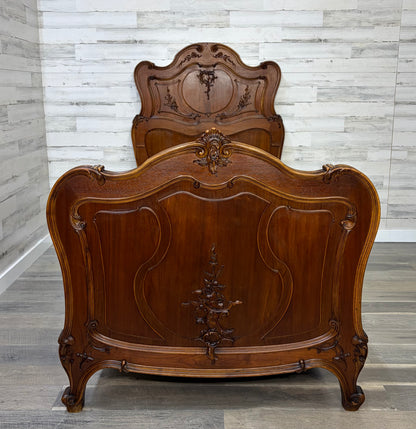 Antique French Carved Twin Bed Frame