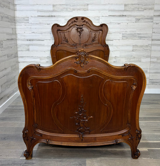 Antique French Carved Twin Bed Frame