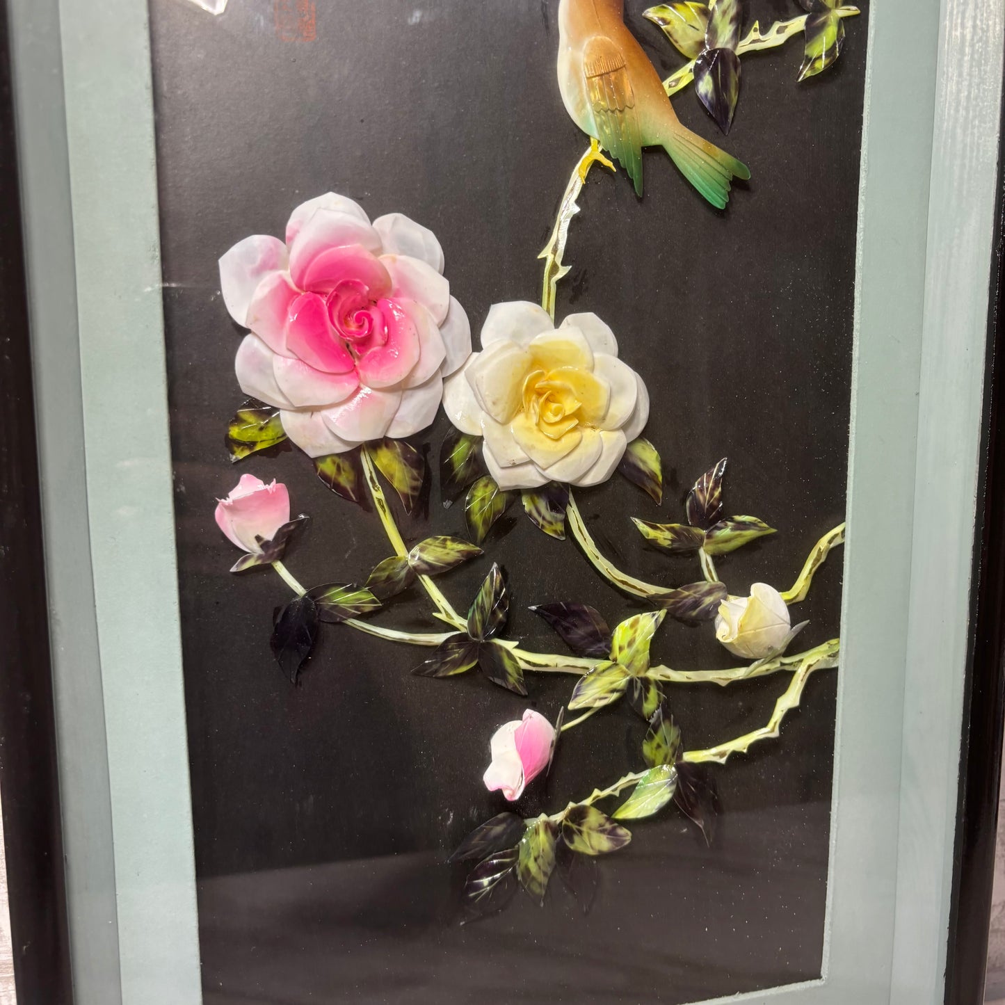 Vintage Asian Art Shadow Box