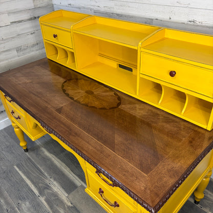 Yellow 2pc Wood Desk