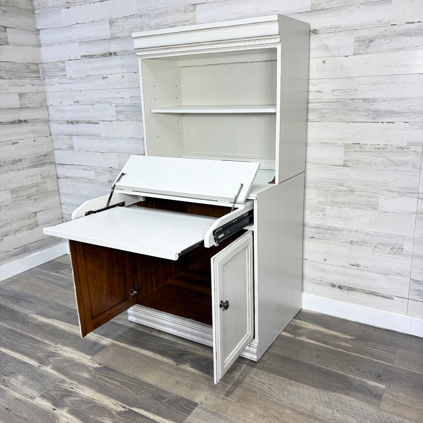 White Secretary Desk with Hutch China Hutch