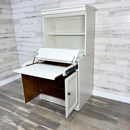 White Secretary Desk with Hutch China Hutch