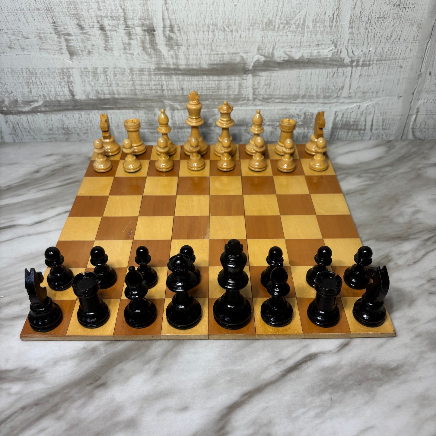 Vintage Wooden Portable Chess Set