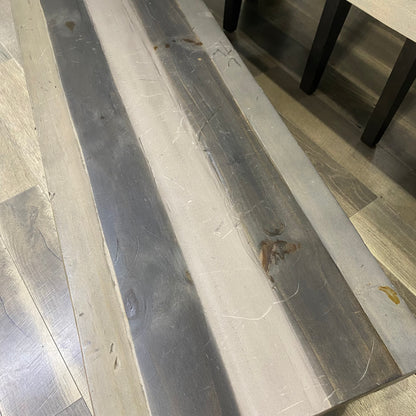 Rustic Dining Set Gray & Black Stripe Table