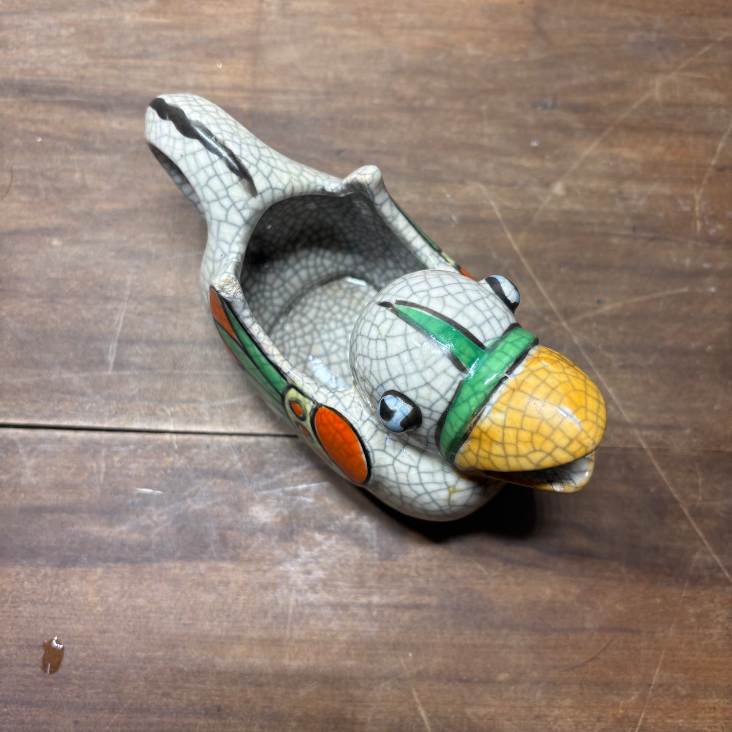 Vintage Crackle Songbird Creamer Pitcher