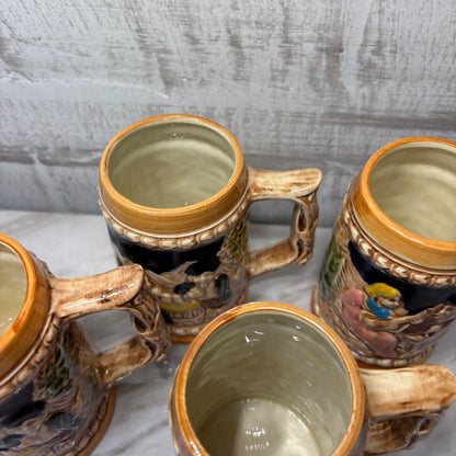 Vintage German-Style Ceramic Beer Steins-Japan