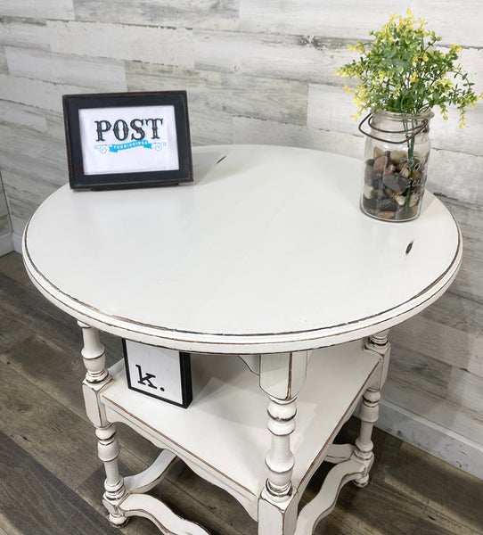 Tall White End Table/ Entryway Table