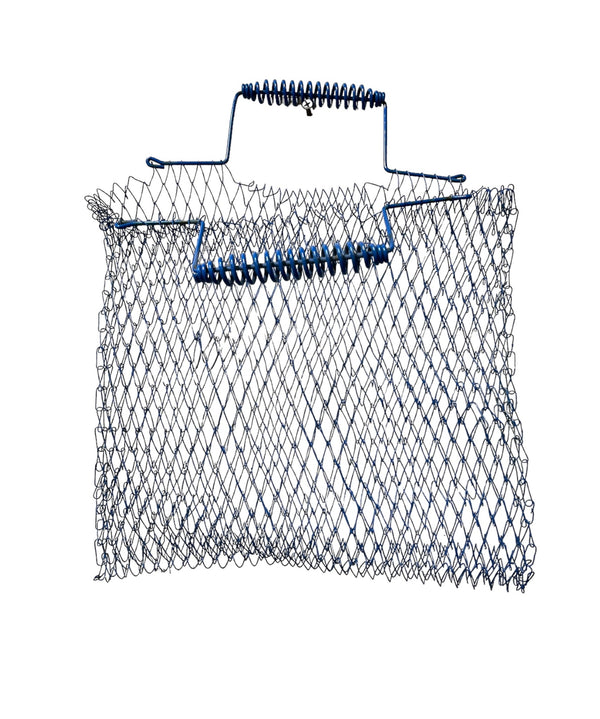 Vintage Unique Blue Metal Wire Produce Bag Basket