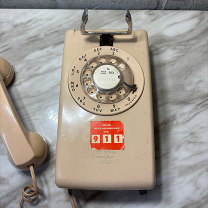 Vintage Beige Western Electric Model Rotary Wall-Mount Telephone