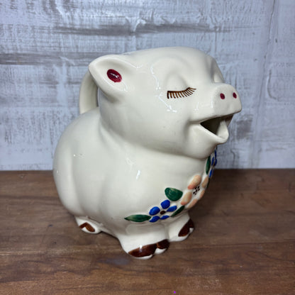 Vintage Smiley Shawnee Pig Ceramic Pitcher