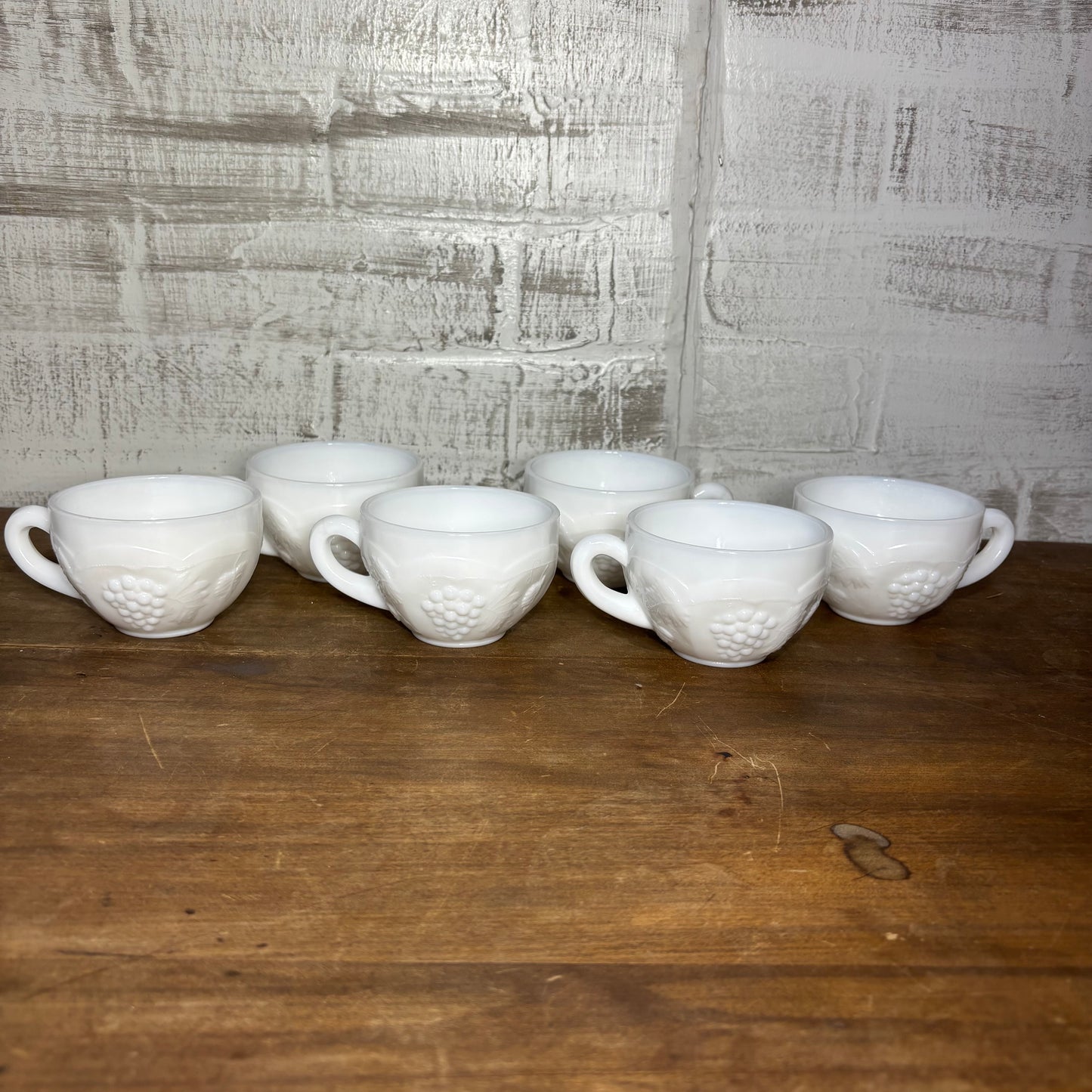 Vintage Milk Glass Grape Tea Cup/ Mugs