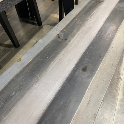 Rustic Dining Set Gray & Black Stripe Table