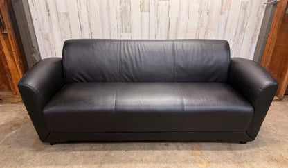 Black Faux Leather Modern Sofa