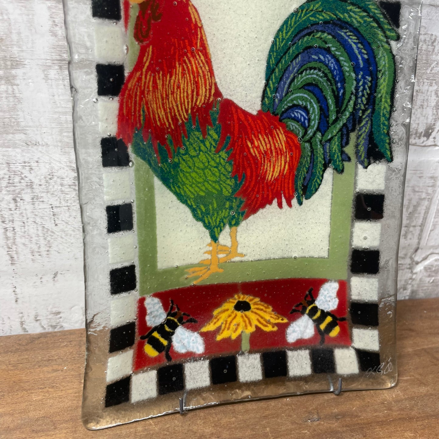 Peggy Karr Checkerboard Fused Glass Plate