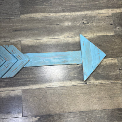 Large Rustic Light Blue Arrow Wall Decor