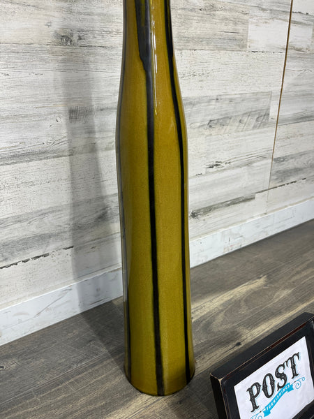 Mid Century Tall Green Ceramic Vase