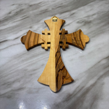 Handcrafted Olive Wood Jerusalem Cross