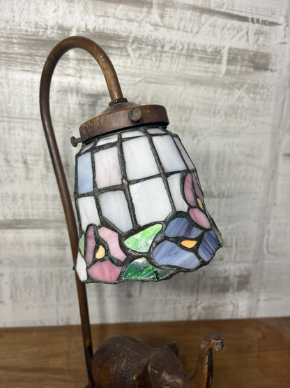 Stained Slag Glass Tulip Gooseneck Elephant Desk Lamp