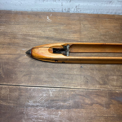 Vintage Wooden Flying Shuttle Weaving Loom Bobbin Holder