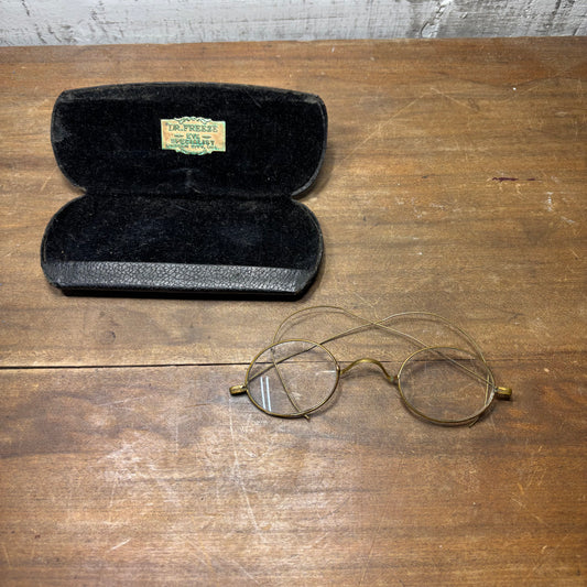 Antique Gold Wire Glasses And Case