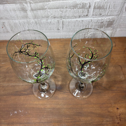 Hand Painted Tree Wine Glasses