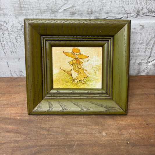 Vintage Decorative Framed “Girl In The Meadow” Illustration