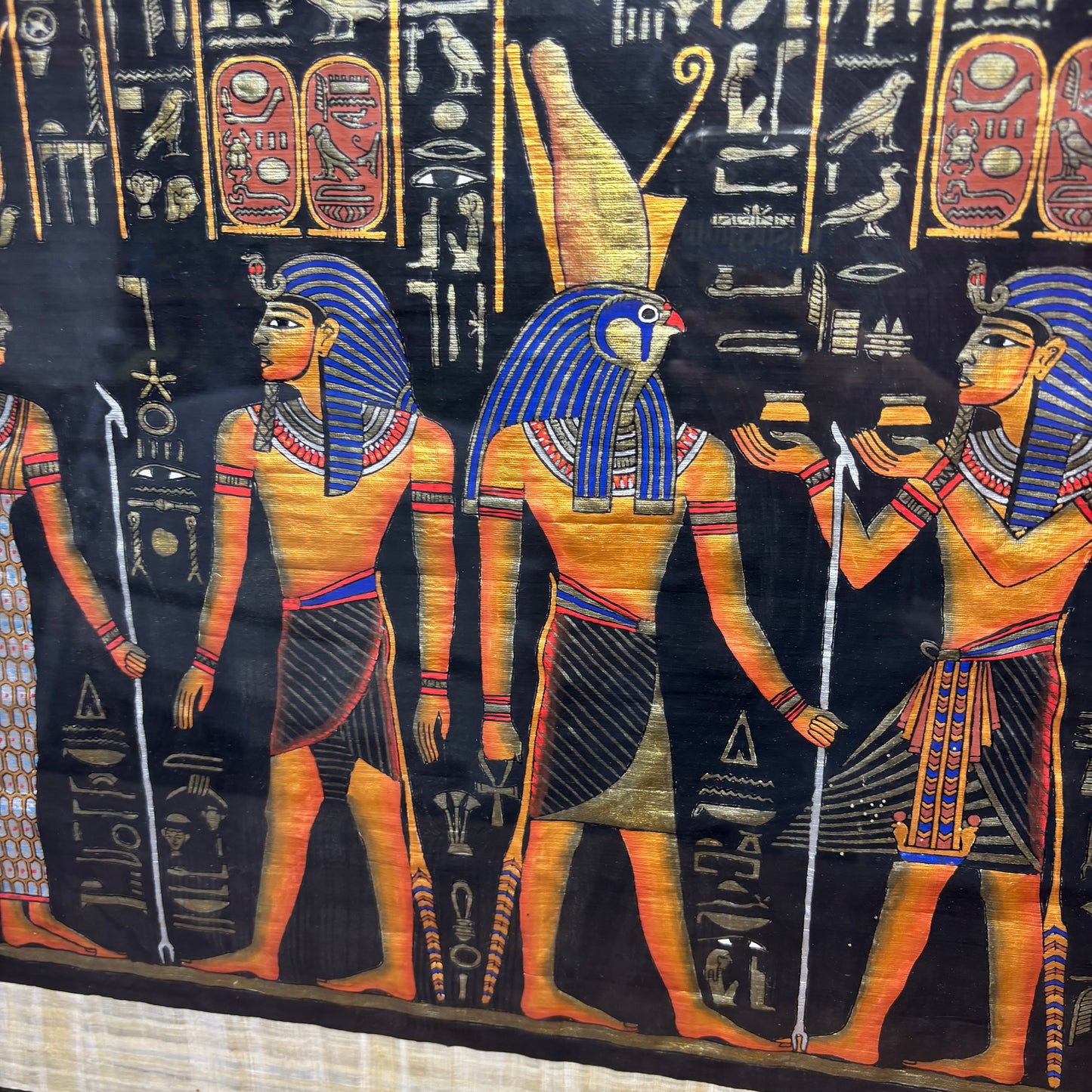 Eygpt Papyrus Painting Framed In Gold Frame