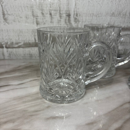 Vintage Paul Sebastian Clear Glass Mugs with Starburst Design