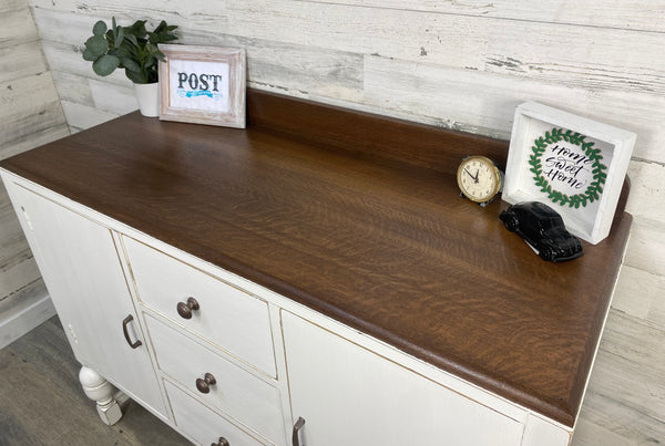 Antique White Buffet Cabinet