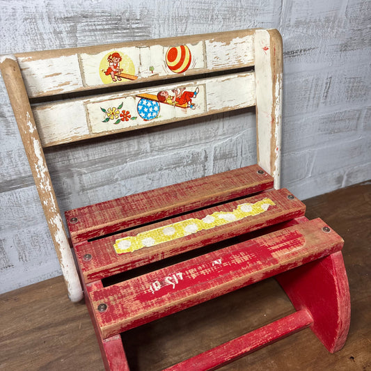 Vintage Wooden Folding Step Stool/ Chair