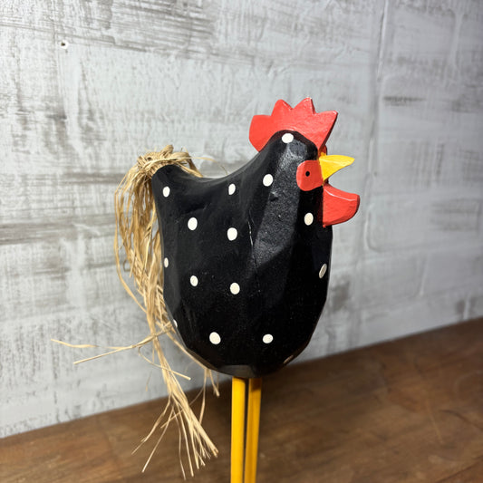 Rustic Polka Dot Rooster Figurine