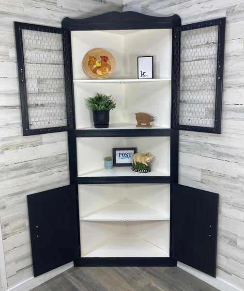 Black Corner Hutch Cabinet