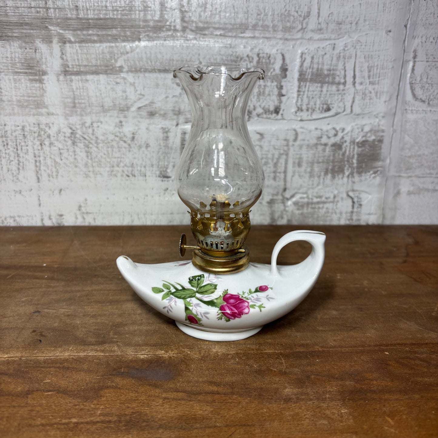 Vintage Porcelain Miniature Aladdin Style Oil Lamp