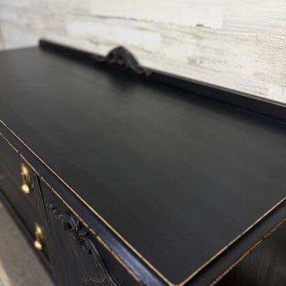 Low Antique Black Buffet