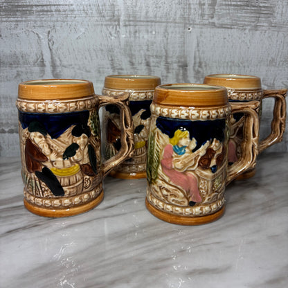 Vintage German-Style Ceramic Beer Steins-Japan
