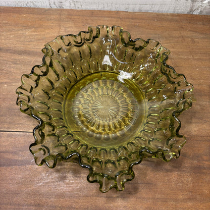 Vintage Fenton Colonial Green Thumbprint Bowl