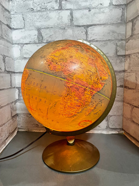 Mid Century Light Up World Globe