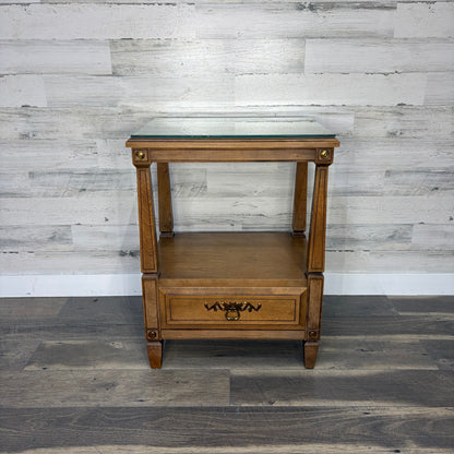 Vintage Rway French Regency End Table W/ Glass Top